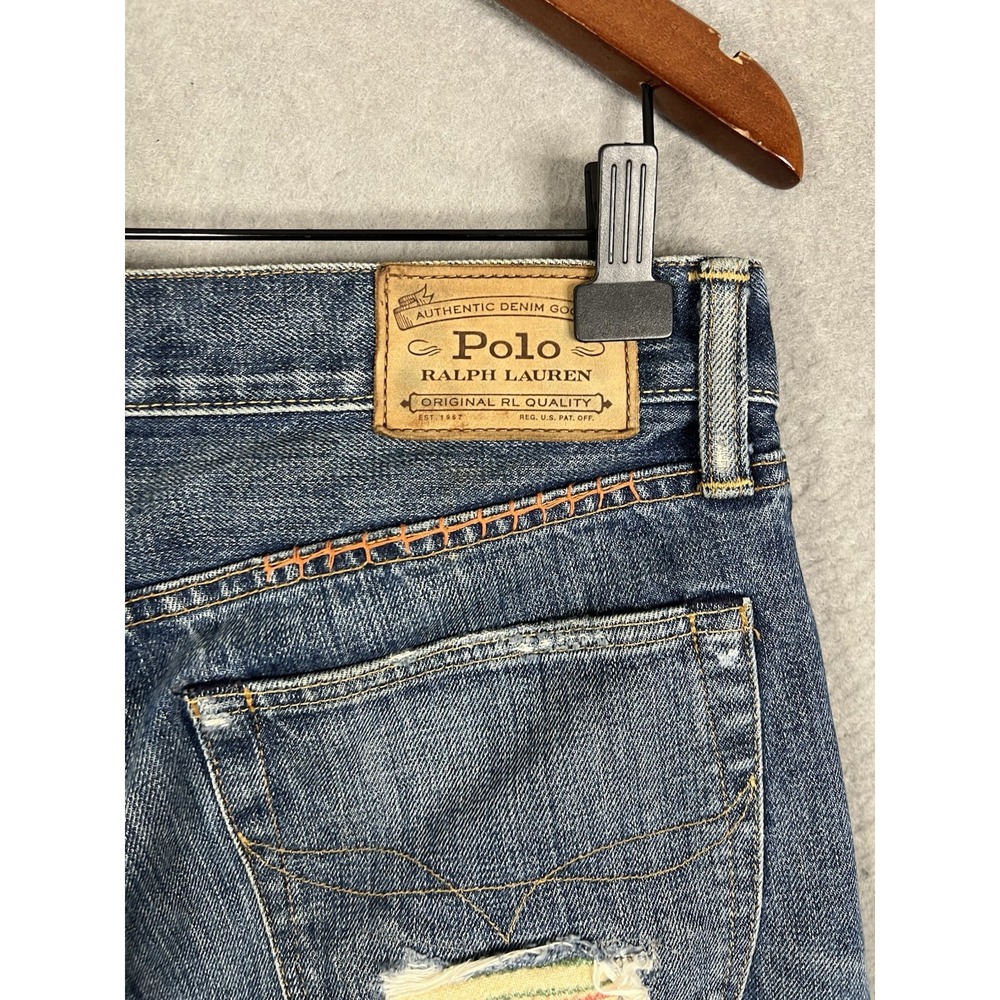 Polo Ralph Lauren Varick Slim Straight Distressed Serape Patchwork Mens 31x30 - Picture 14 of 16